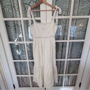 Forever 21 M NWT tie up white lace trim fairytale prairie maxi dress